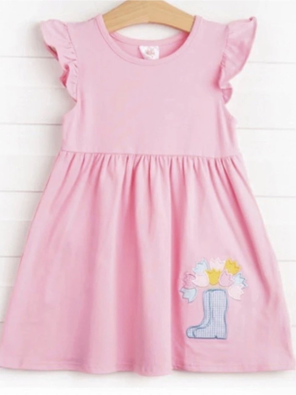 StitchyFish Girls Rain Showers and Flowers Appliqué Dress